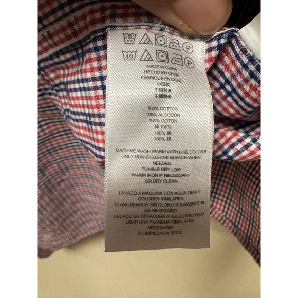 MICHAEL KORS Tailored/Classic Fit Textured Plaid Short Sleeve Button Up, Sz L - Picture 5 of 6